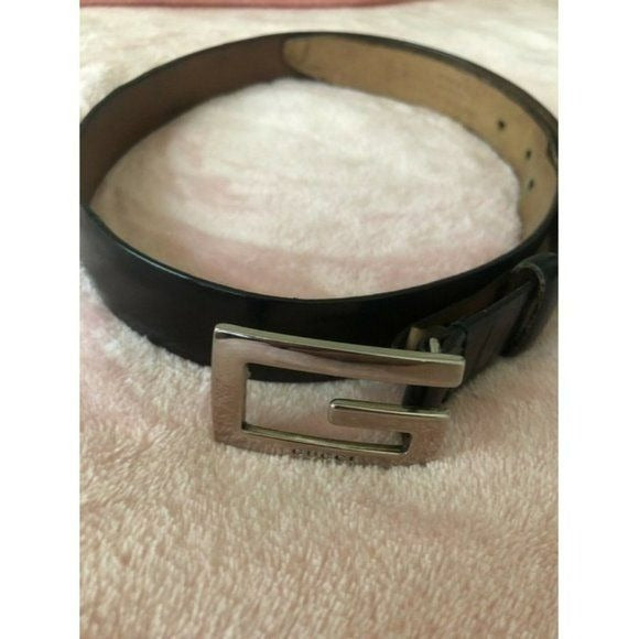 Tom Ford Era Gucci Black Leather Belt with a Chrome Square G Buckle