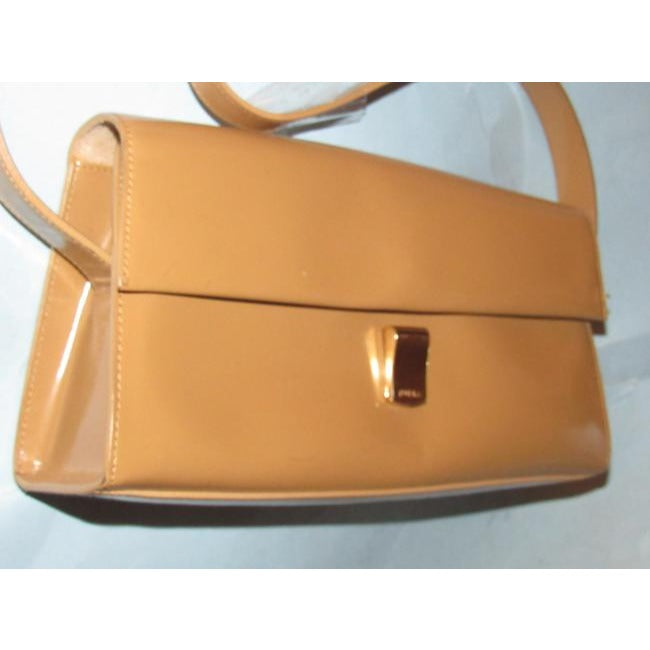 Furla Vintage Pursesdesigner Purses Camel Colored Glossy Leather Shoulder Bag