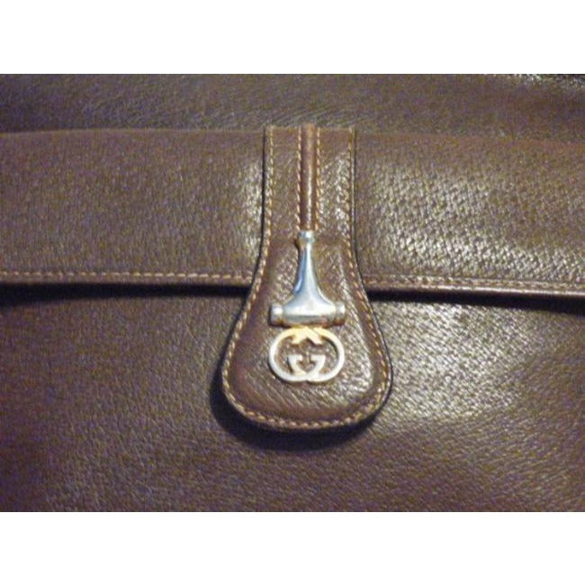 Gucci Horsebit W W Exterior Pocket And Accent Brown Signature Leather Shoulder Bag