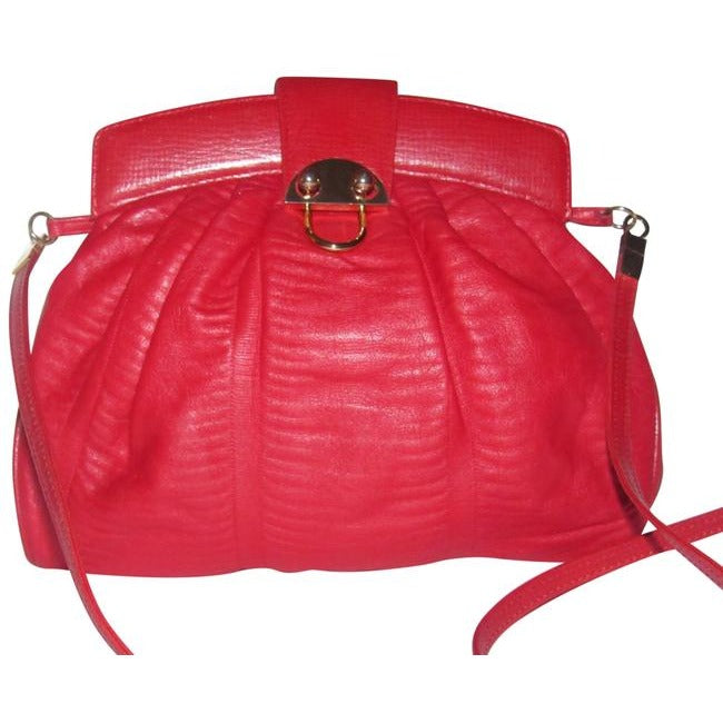 Vintage Bally Red Textured Leather Two- Way- Cross Body or Clutch