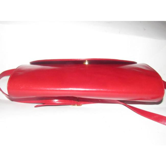 Bally Vintage Pursesdesigner Purses Red Leather With White Striped Accents Shoulder Bag