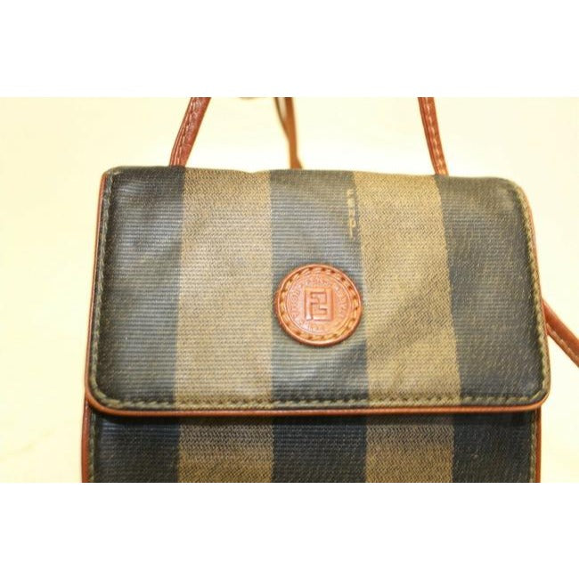 Fendi Belt Or Shoulder Purse Pequin Stripe In Browns Coated Canvas And Leather Cross Body Bag