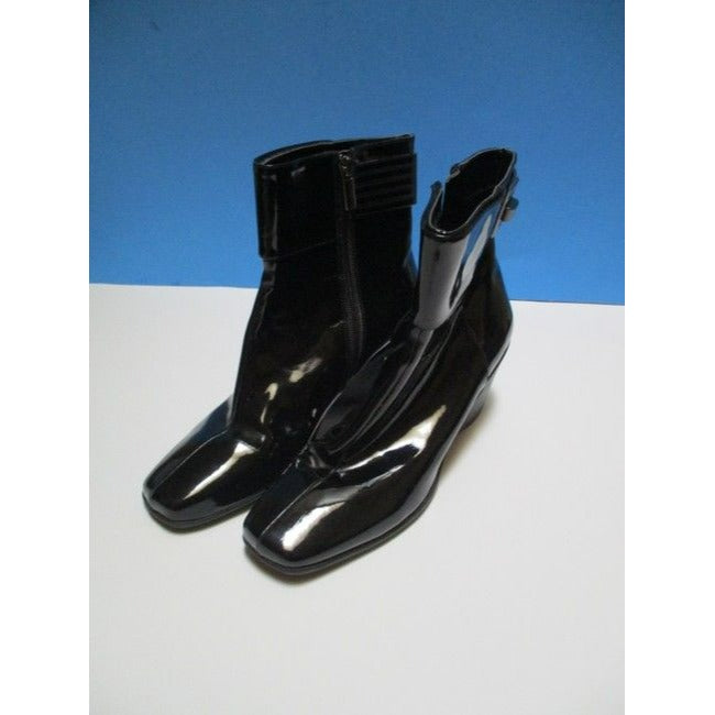 Bandolino Black Chic Patent Midge Square Toe Ankle Bootsbooties Size Us