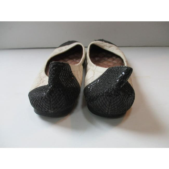 Vince Camuto Black And Cream Quilt With Glitter Ballet Flats Size Us