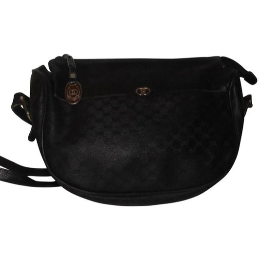 Gucci Vintage Pursesdesigner Purses Black With Small G Logo Print Coated Canvasleather Leathercoated