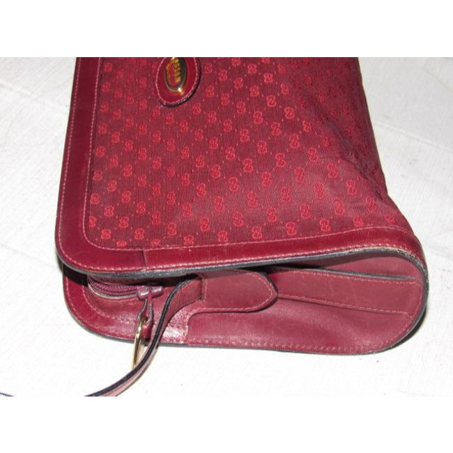 Gucci Vintage Pursesdesigner Purses Burgundy Small G Logo Canvas And Leather Leathercanvas Shoulder