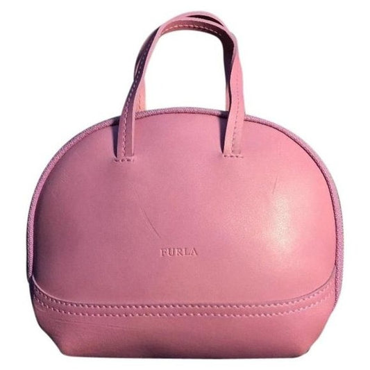 Vintage Furla Bubble Gum Pink Leather Top Handle Bowler Style Purse