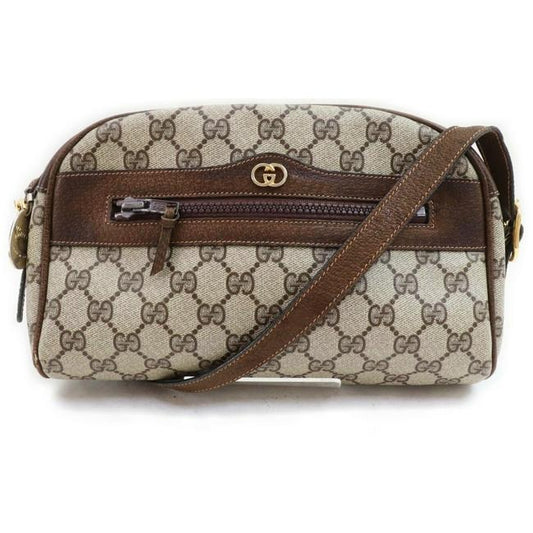 Gucci Gg Supreme Two Way Brown Guccissima Print Coated Canvas And Leather Shoulder Bag