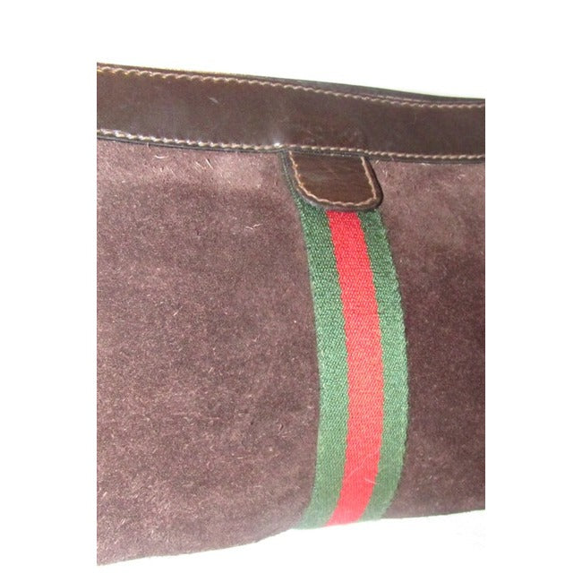 Gucci Vintage Accessory Collection Pursesdesigner Purses Brown Suede And Leather Clutch