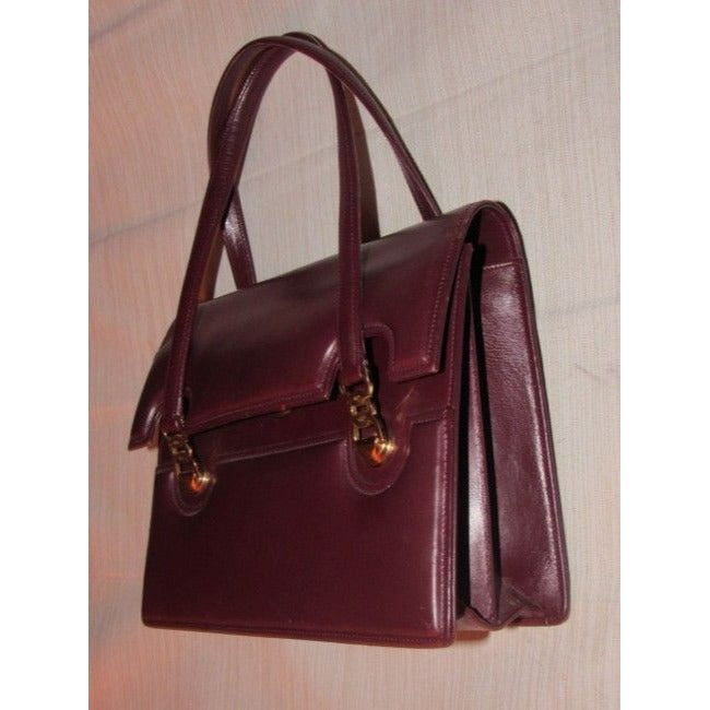 Gucci Vintage Burgundy Leather Satchel