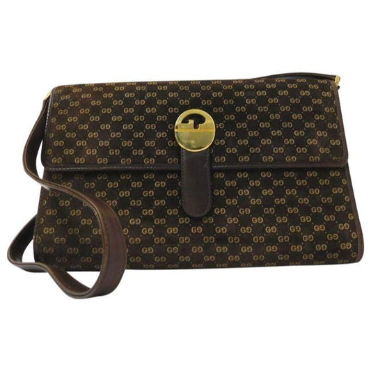 Gucci Clutch Guccissima Suede Leather Two Way Style Clutch Micro G Print In Browns Suede