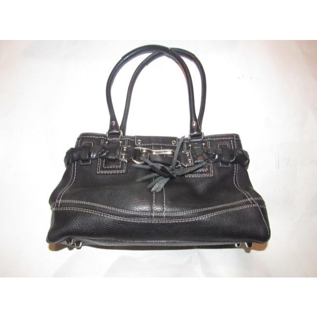 Coach New Pursesdesigner Purses Black Pebbled Leather With White Contrast Stitching And Chrome Hardw