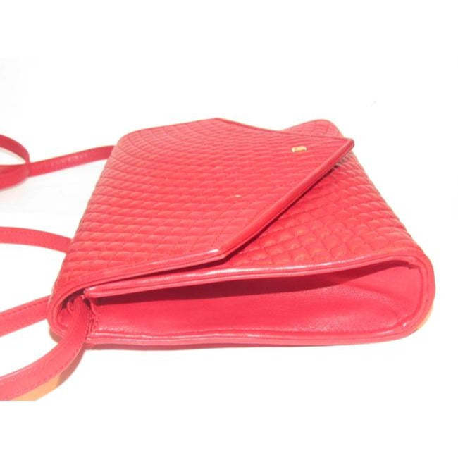 Bally Vintage Pursesdesigner Purses True Red Quilted And Smooth Leather Shoulder Bag