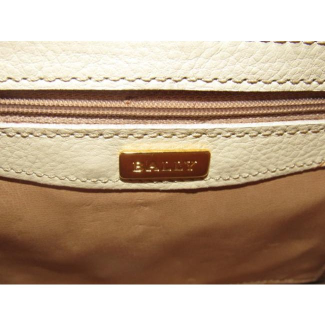 Bally Vintage Pursesdesigner Purses Ivory Textured Leather With Brown Crocodile Embossed Trim Should