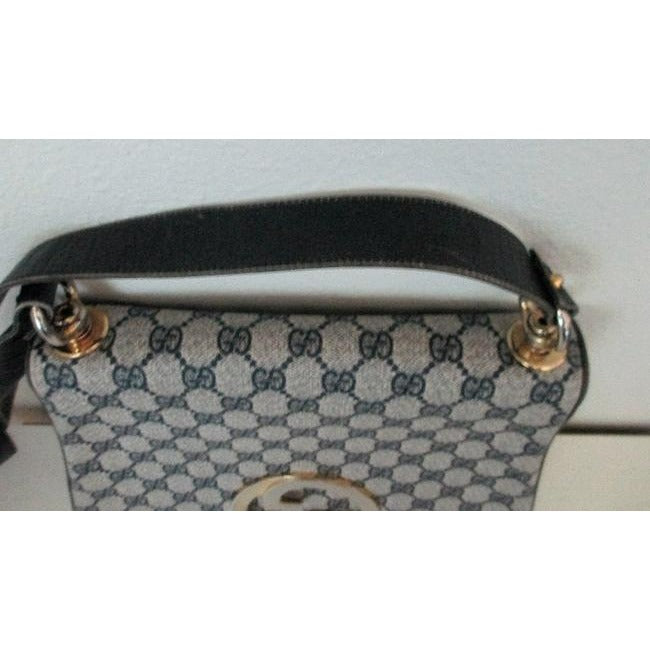 Mod, RARE, navy Guccissima print coated canvas/leather, Gucci Blondie, shoulder bag with large, gold 'GG' emblem