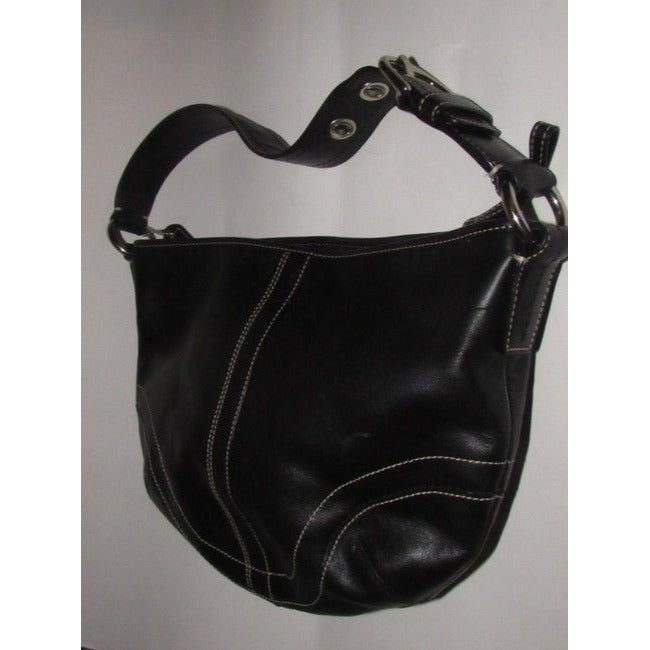 Coach Vintage Pursesdesigner Purses Black Buttery Soft Leather With White Contrast Stitching Hobo Ba