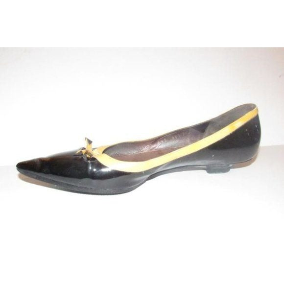 Giorgio Armani Black Yellow Bows Accent Flats