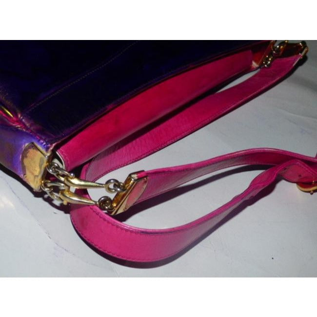 Gucci Vintage Pink And Purple Leather Glossy Shoulder Bag