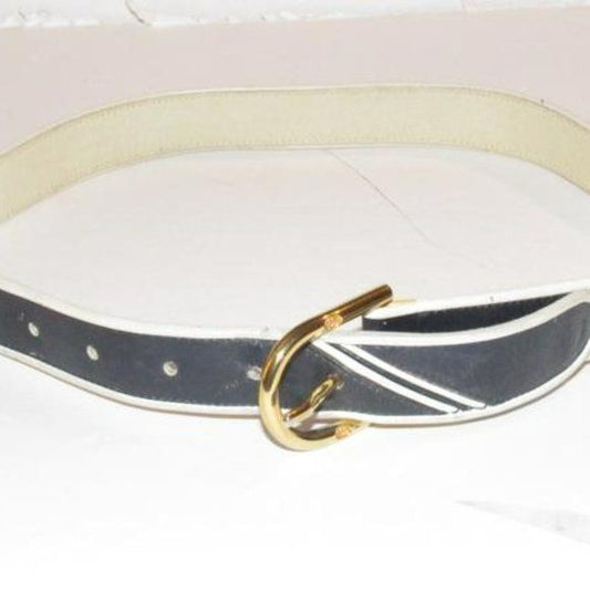 Vintage Early Gucci Navy Blue & White Belt