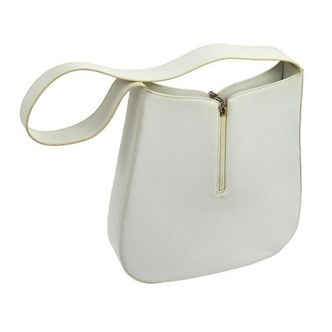 Salvatore Ferragamo Vintage White Glossy Leather Shoulder Bag