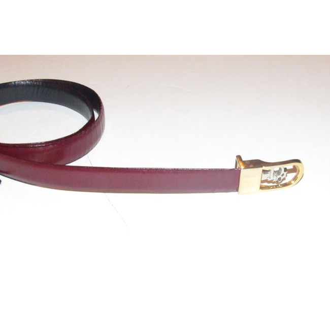 Dior Navy & Cherry Red Leather Belt w Two Tone Buckle