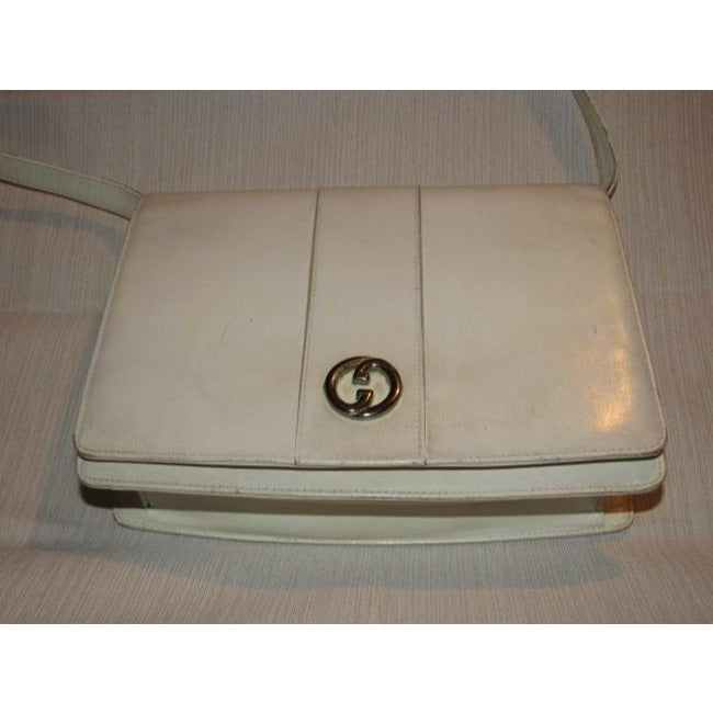 Gucci Mod White Leather Chrome Shoulder Bag