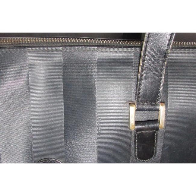 Fendi Early Wide Stripe Print Coated Canvas And Leather In Black Satchel