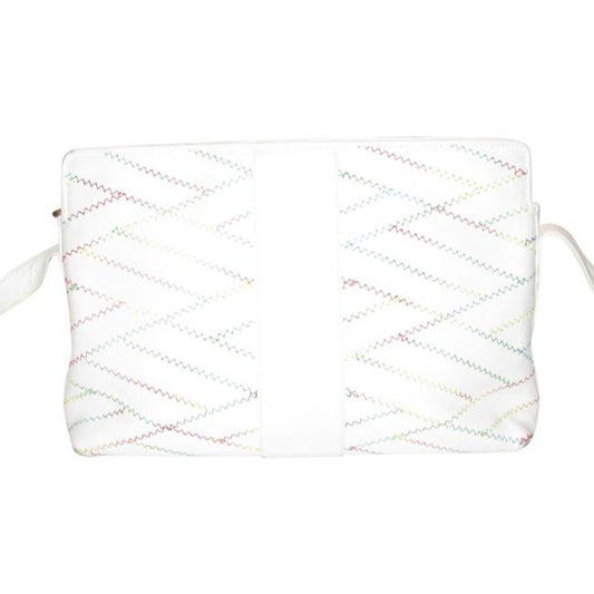 Rare Fendi Shoulder Bag With Multi Color Rainbow Stitches on White Leather