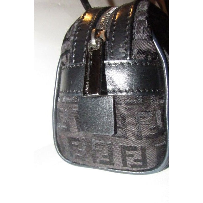 Fendi Shoulder Pursesdesigner Purses Black Small F Zucchino Logo Print Canvas And Leather With Gunme