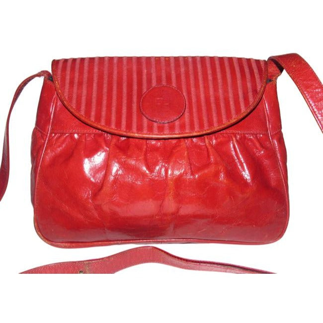 Fendi Vintage Envelope Pursesdesigner Purses Red Lacquered Or Patent Leather And Supple Red Leather
