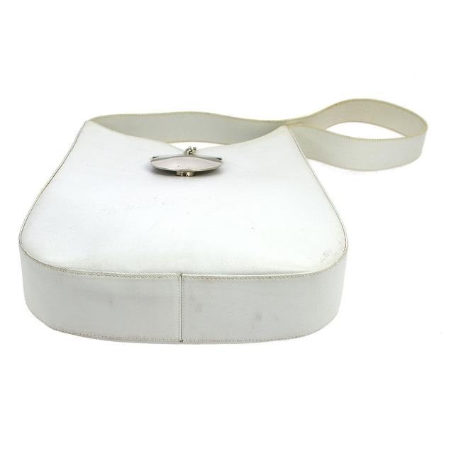 Salvatore Ferragamo Vintage White Glossy Leather Shoulder Bag