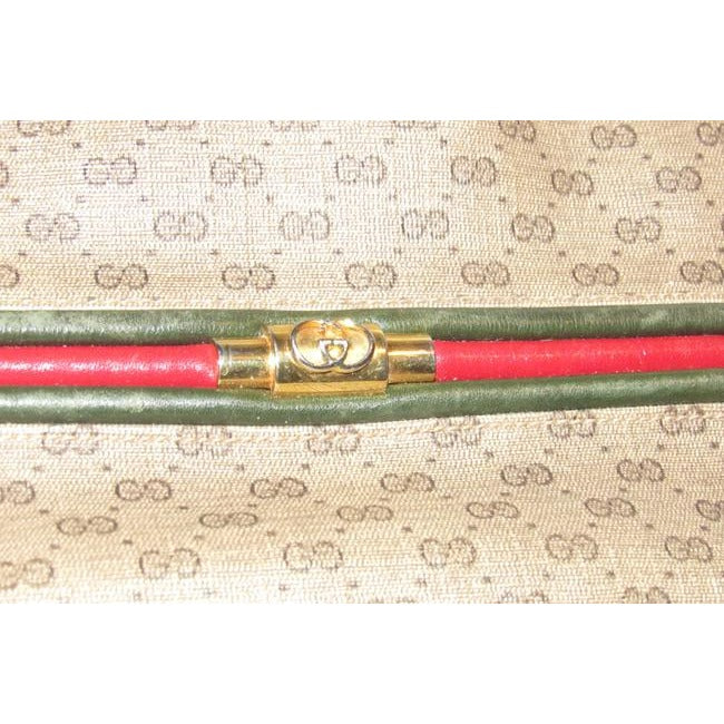 SOLD! Gucci Vintage Camel Leather With Red And Green Bold Gold Gg Horse Bit Center