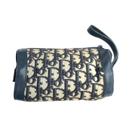 Dior Navy & Black Trotter Print Petite Cylindrical Clutch