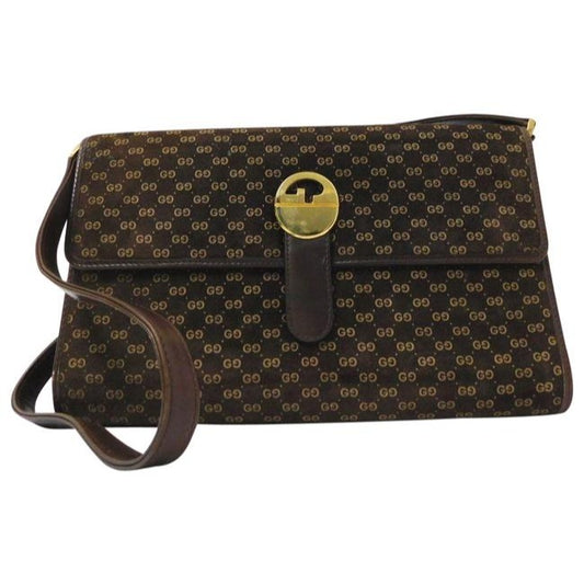 Gucci Clutch Micro Guccissima Print Suedeleather Two Way Style Clutchshoulder Brown Suede Shoulder B