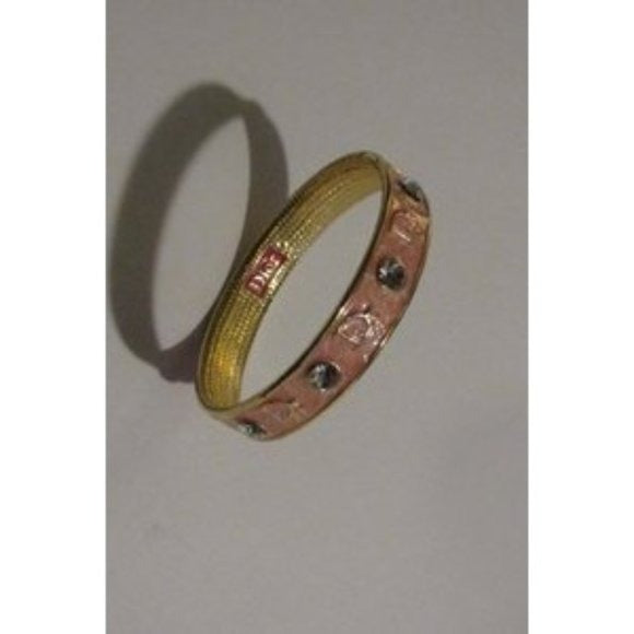 Dior pink enamel bangle bracelet w Swarovski crystals