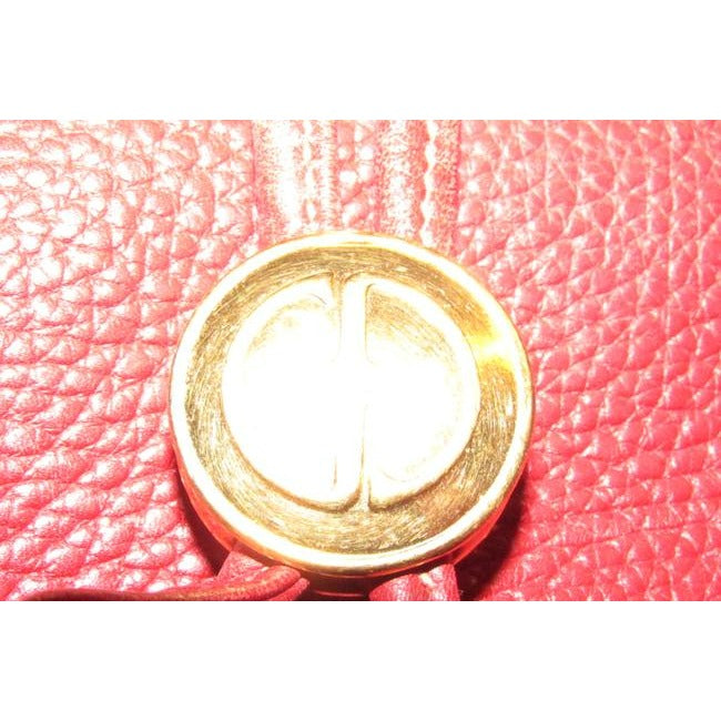 Gucci Xl Bucket Bag W Pebbled Drawstring W Smooth Trim True Red Gold Accents Leather Satchel