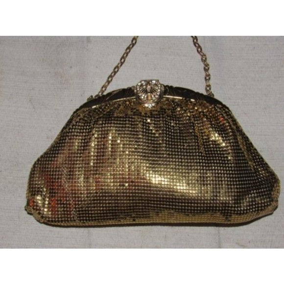 Whiting And Davis Vintage Mirrored Gold Chain Maille Mesh Designer Purse