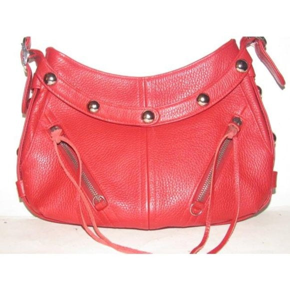 Botkier TRIGGER Red Buttery Soft Textured Leather Hobo Shoulder Bag