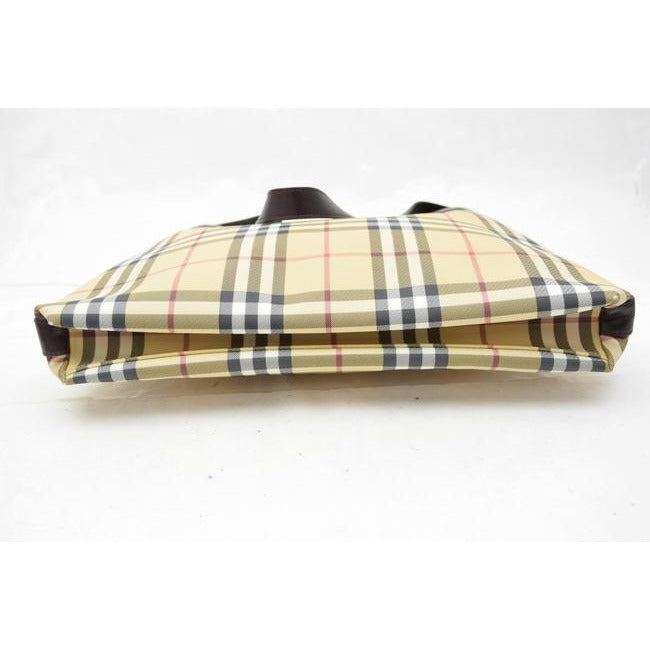 Burberry Nova Check Plaid Print Leatherplaid Canvas Satchel