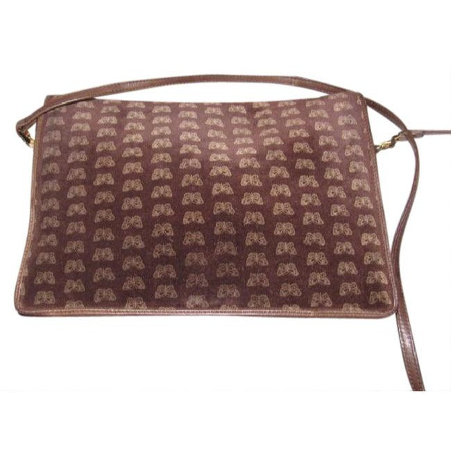 Bottega Veneta Vintage Pursesdesigner Purses Embossed Pink Butterfly Print On Brown Suede And Brown