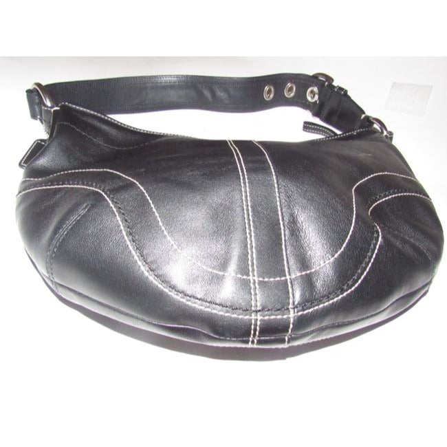 Coach Vintage Pursesdesigner Purses Black Buttery Soft Leather With White Contrast Stitching Hobo Ba