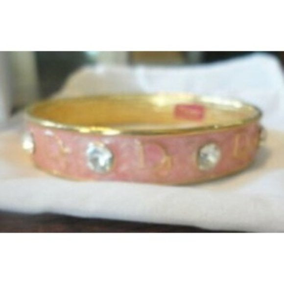 Dior pink enamel bangle bracelet w Swarovski crystals