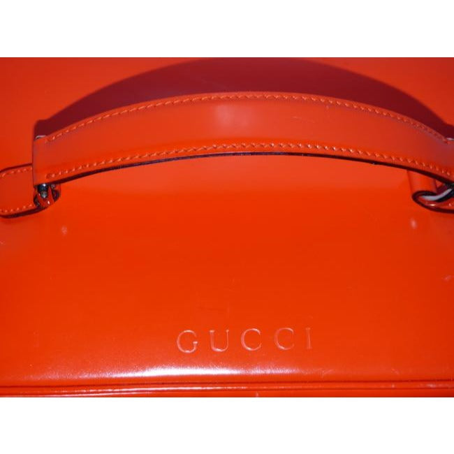 Gucci Vintage Reddish Orange Glossy Leather Satchel