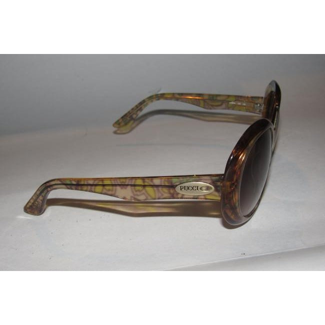 Emilio Pucci Marbleized Heavy Plastic In Browns And Greens Sunglassesdesigner Sunglasses