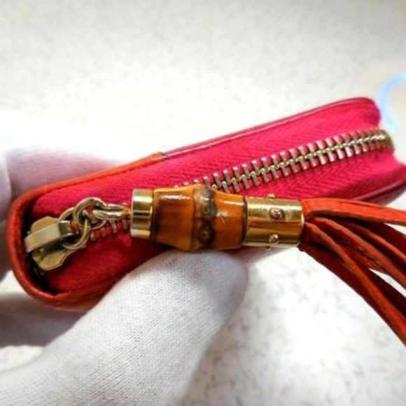 Gucci Fuchsia Orange W Bamboo Pull