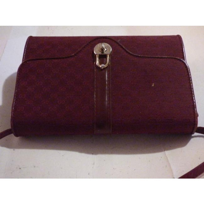 Gucci Vintage Pursesdesigner Purses Burgundy With Small G Logo Print Canvasleather And Shoulder Bag