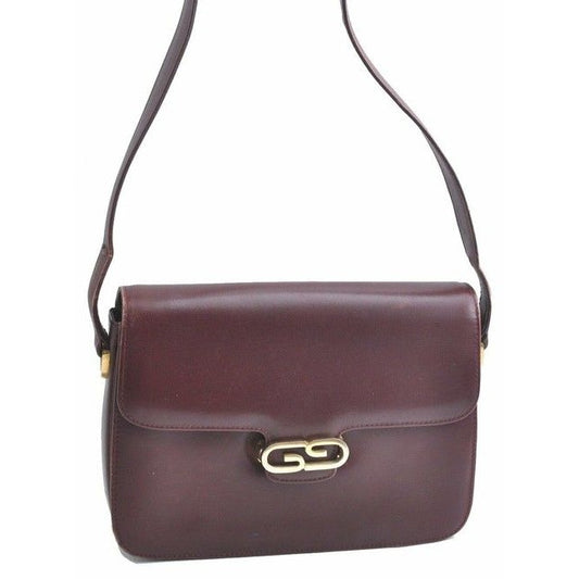 Gucci Bordeaux Leather Padlock Shoulder Bag w GG Clasp