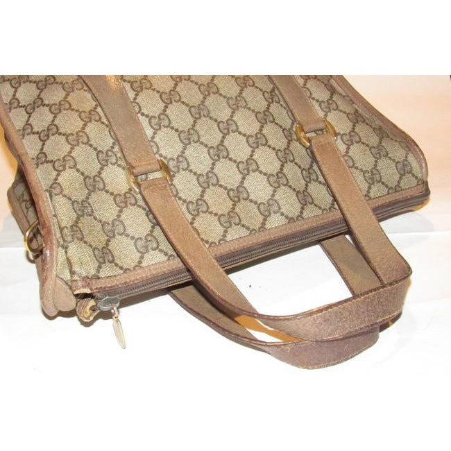 Gucci Vintage Pursesdesigner Purses Brown Large G Logo Print Coated Canvas And Brown Leather With Re