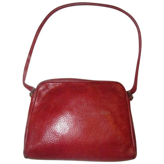 Furla Purses Dark Red Pebbled Leather And Chrome Hardware Shoulder Bag