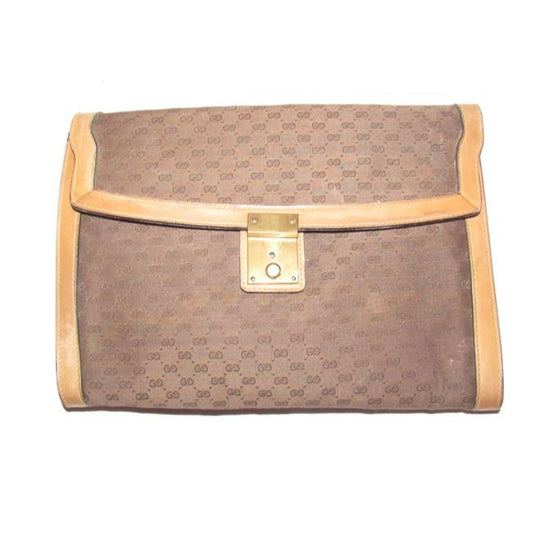 Gucci Brown Micro Guccissima Print Leather And Canvas Clutch